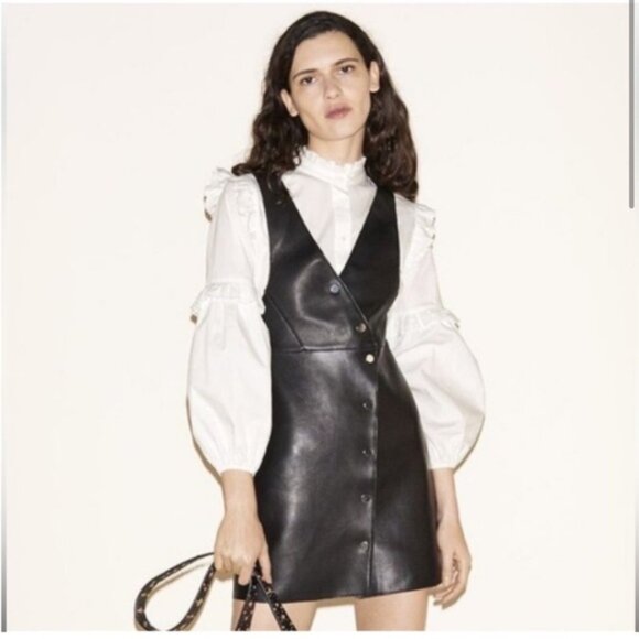 Maje BIANCO Loutan Balloon-Sleeve Poplin shirt with frills - Picture 5 of 9